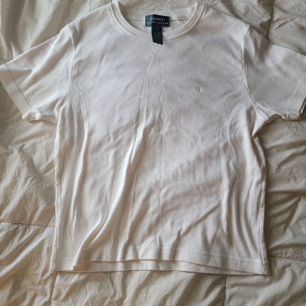 Ralph Lauren thick cream colored t-shirrt. Size M